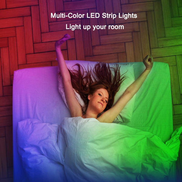 Bathebright LED Strip Lights 16.4ft 5m LED Light Strips with Remote Color Changing 5050 Flexible RGB LED Lights for Bedroom Room Kitchen Bar Home DIY Christmas Decoration, 12V Power Supply