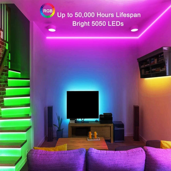 BATHEBRIGHT LED Strip Lights, 32.8ft Color Changing Led Light Strip SMD 5050 with 44-Key IR Remote for Room,Bedroom, TV, Home, Kitchen, Holiday Decoration, Bright RGB LED Lights Easy Installation